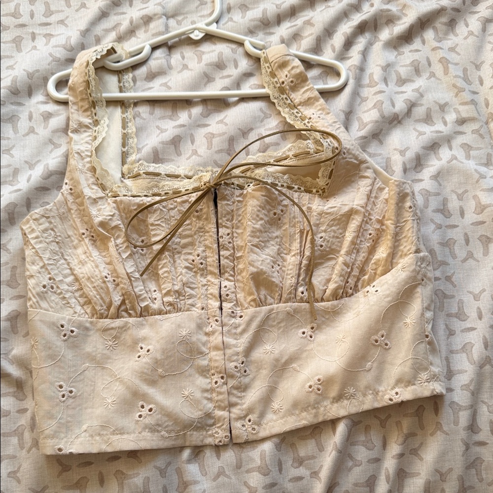 Forever 21 Cream Lace Embroidered Blouse